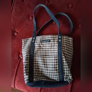 Longaberger Gingham Tote - Black and Tan